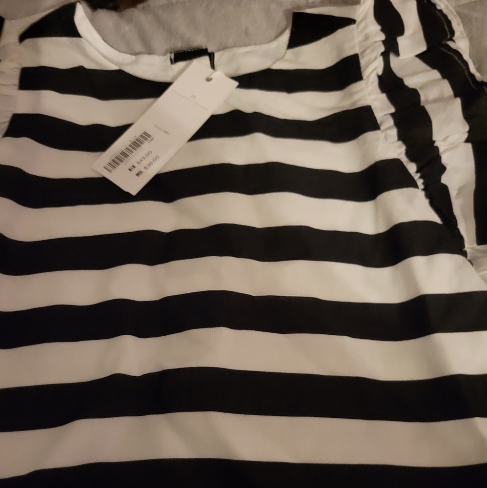 NWT black and white striped top
